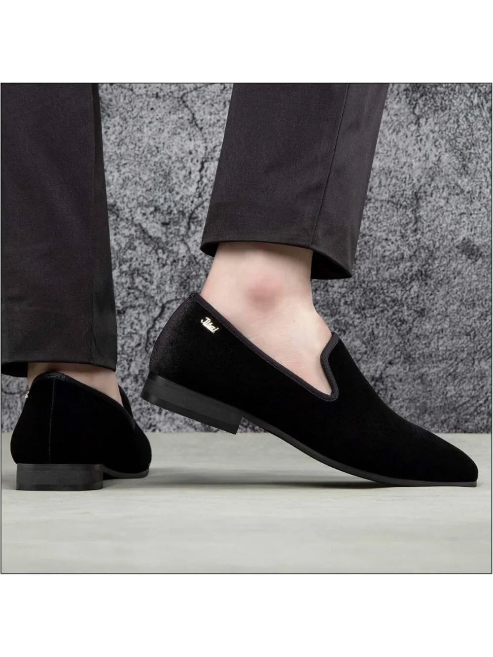 JITAI Men's Black Velvet Loafers Penny Slip On Tuxedo Wedding Fashion Prom Shoes